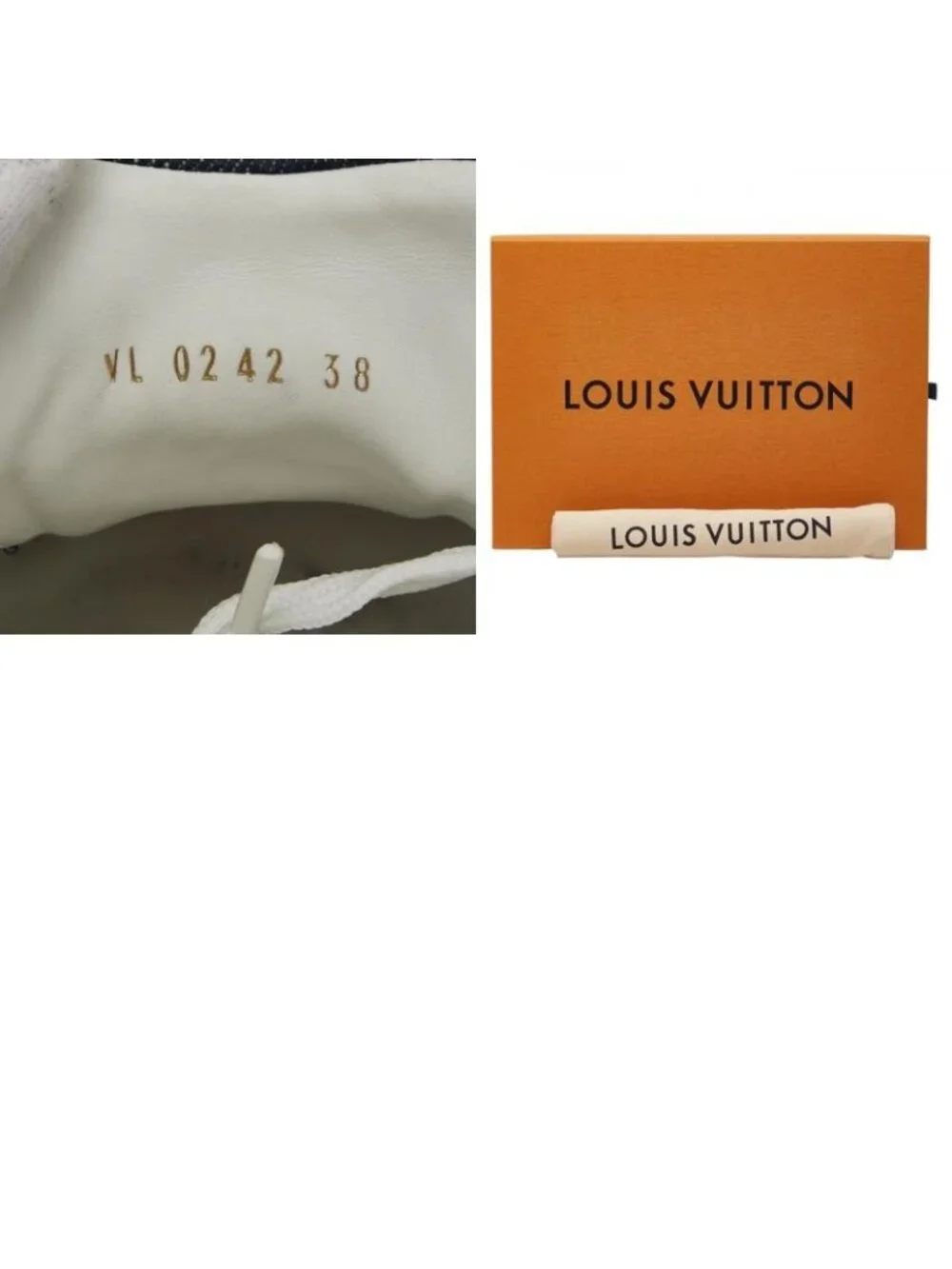 Louis Vuitton Monogram Denim Time Out Line Sneakers Size 38 Vl0242 Navy White - Picture 10 of 10